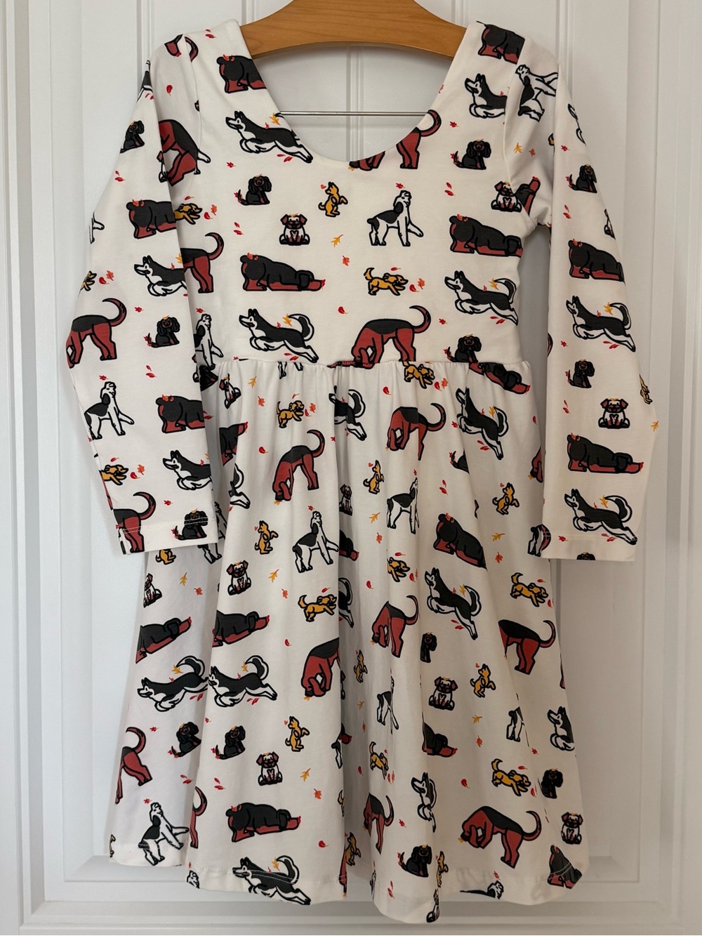Monica + Andy Girls 6/7 Organic Cotton Dog Print Twirly Dress